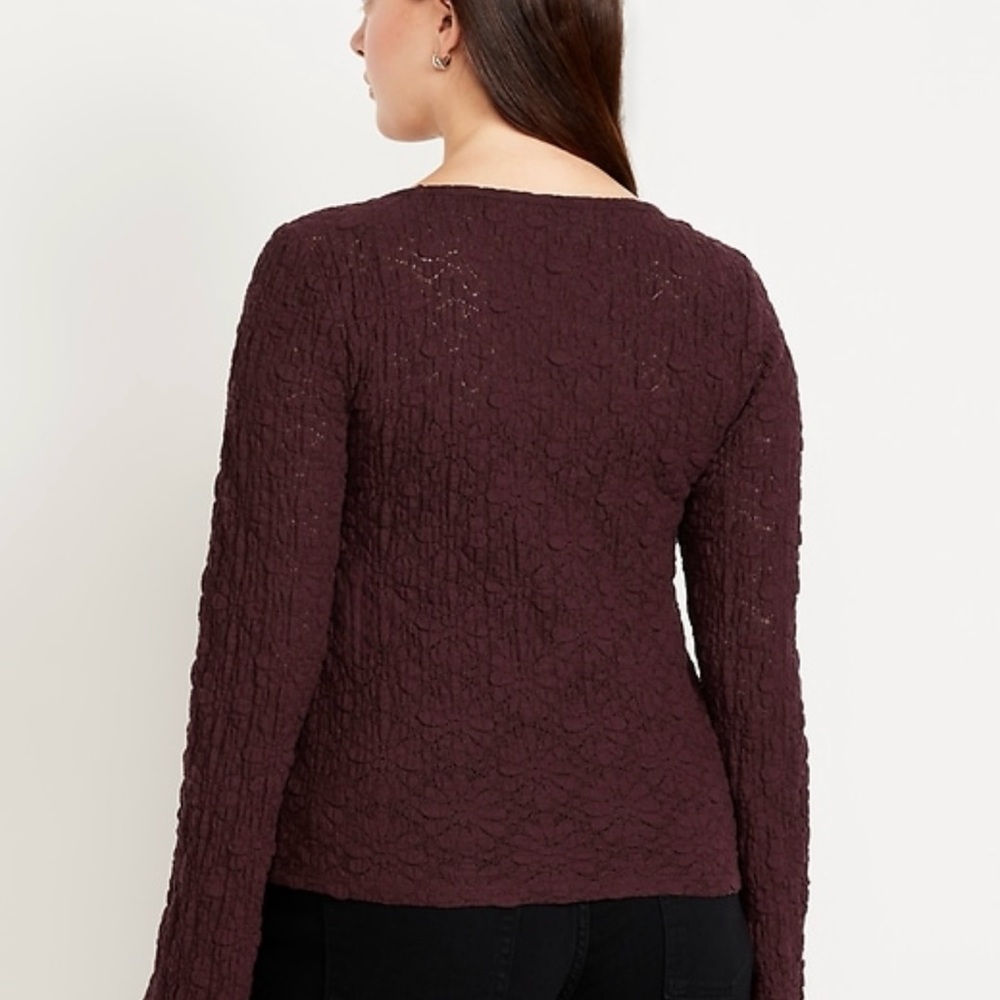 🍁Women's Burgundy Textured Top🍁 - Picture 6 of 6